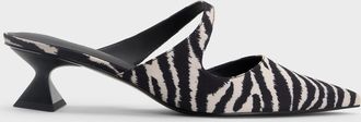 Charles & Keith Vada Zebra-Print Asymmetric Sculptural Heel Pumps
