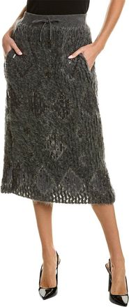 Brunello Cucinelli Bicolor Fabric Midi Womens Skirt