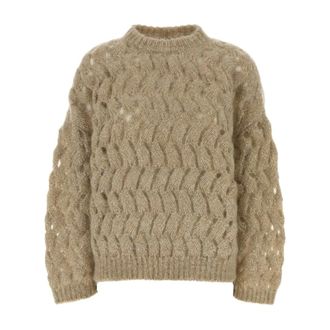 Brunello Cucinelli Round-neck Knitwear - female - Brunello Cucinelli - Round-neck Knitwear - Beige - S - Knitwear