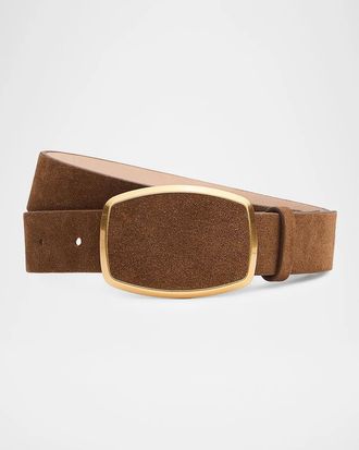 Rag & Bone Wyatt Plaque Suede Belt