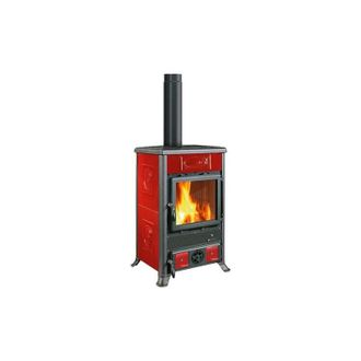 Nordica Estufa De Le&ntilde;a - Rossella R1 5.0 Liberty Revestimiento Esmaltado Acabado Burdeos 58&times;59 H91 Cm 9 Kw - La Nordica