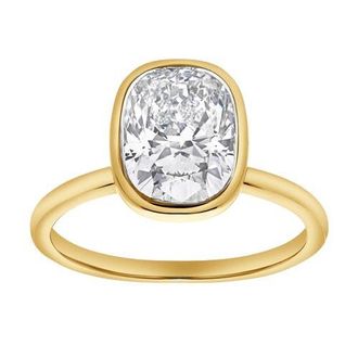 LuvMyJewelry Novae 2.5CT Cushion Cut Bezel Lab Diamond Engagement Ring 14K Gold in 14K Yellow Gold at Nordstrom, Size 7