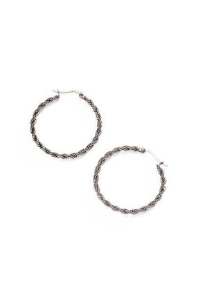 Alex and Ani Frozen French Rope Chain Hoop Earrings in Silver at Nordstrom