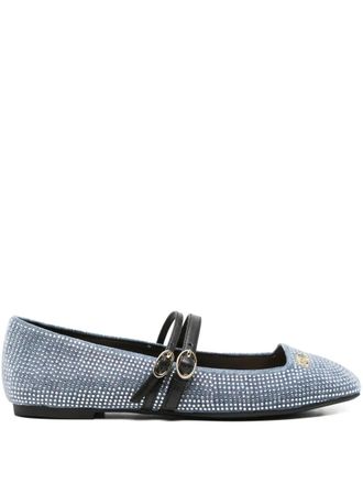 Liu Jo crystal-embellished double-strap ballet flats - Blue