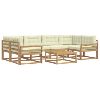 vidaXL Conjunto De Sof&aacute;s De Exterior Con Coj&iacute;n 5 Pcs Blanco Y Crema Vidaxl