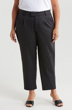 Wit & Wisdom Skyrise Pleated Ankle Straight Leg Pants in Charcoal Multi at Nordstrom, Size 24W