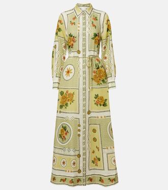 Alemais Al&eacute;mais Dixie belted printed ramie shirt dress