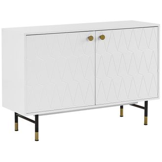 Beliani Beliani - Aparador Blanco Negro Blanco 120 X 40 Cm Mdf 2 Puertas Sala De Estar Adante