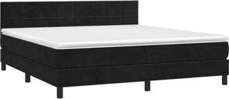 vidaXL Cama Box Spring Colch&oacute;n Y Led Terciopelo Negro 160x200 Cm Vidaxl
