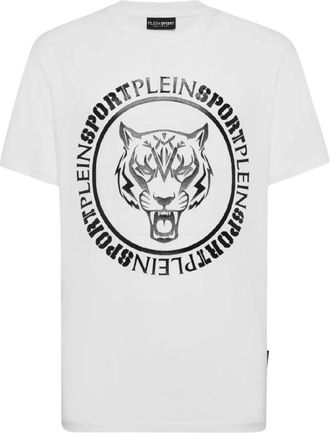 Plein Sport Carbon Tiger T-Shirt - Heren - Sportshirts - Wit - M - Katoen - Fitness