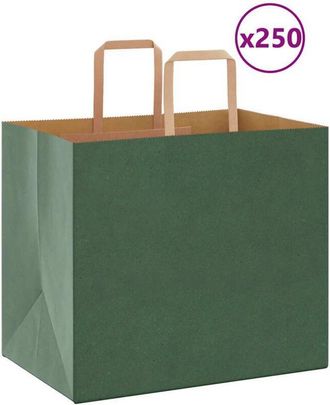 vidaXL Bolsas De Papel Con Asas 250 Uds Verde 32x22x28 Cm Vidaxl