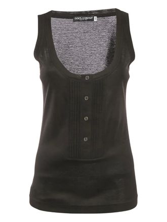 Dolce & Gabbana pintucks buttoned tank top - Black