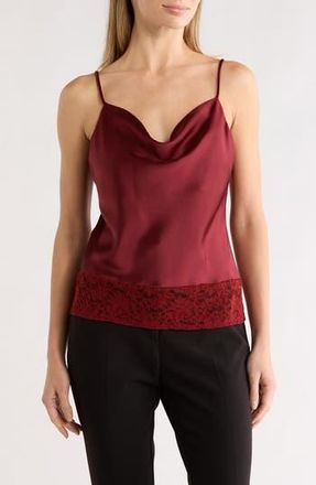Renee C Lace Trim Satin Camisole in Burgundy at Nordstrom Rack, Size X-Large