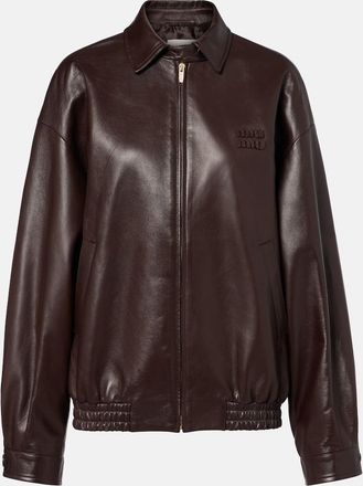 Miu Miu Logo leather jacket