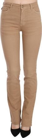 Just Cavalli Bruine Katoenen Stretch Midden Taille Skinny Broek