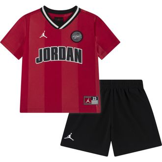 Nike Jordan Kids Sport Jersey & Mesh Shorts Set in Black at Nordstrom, Size 3T