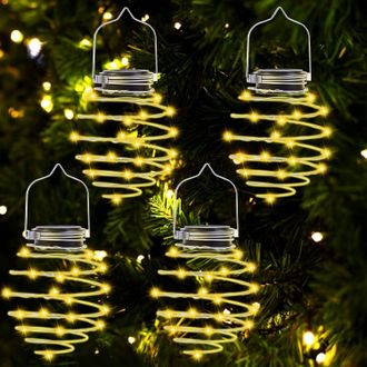 OEM Luci Solari Da Giardino Per Esterni, 4 Pezzi Lampada Solare Lampada Solare A Spirale In Metallo Ip65 Luci Solari Impermeabili Per Giardino, Patio, Por