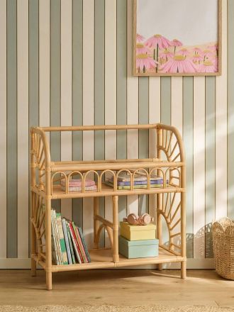 Vertbaudet Regal SONNENSCHEIN aus Rattan, 2 F&auml;cher & Ablage, Kinderzimmer natur