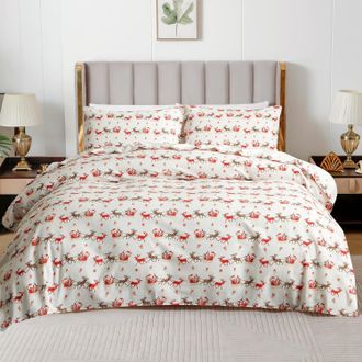 Elegant Comfort 4-Piece Holiday Flannel Sheet Set - 100% Turkish Cotton