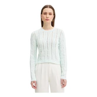 Twinset Ronde hals gebreid - Dames - Ronde hals truien - Blauw - M - Katoen - Truien & Vesten