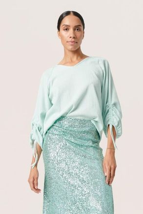 Soaked In Luxury Catharina V-Neck Casual Fit Blouse in Surf Spray at Nordstrom, Size X-Small