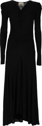 Isabel Marant Black Solid V Neck Maxi Dress