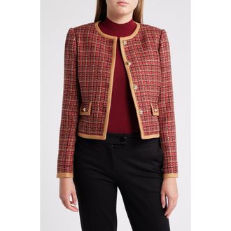 Tahari by ASL Tweed Jacket in Brick/natu at Nordstrom, Size 12