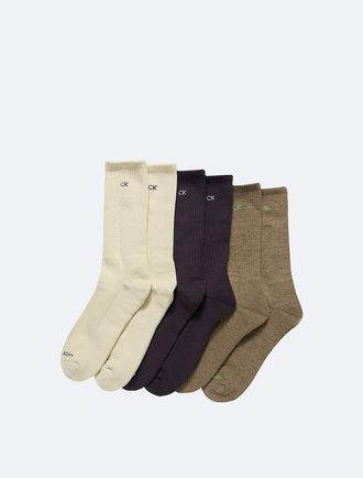 Calvin Klein Mens Cushion 6-Pack Crew Socks - Brown