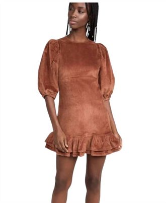 byTiMo Corduroy Mini Flounce Dress In Rust