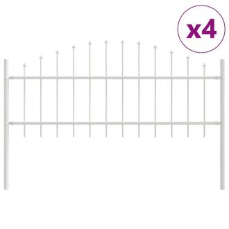 Berkfield Home Fence Panel with Spike Arch Set of 4 White Powder-Coated Steel