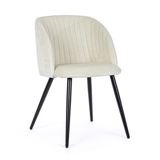 BIZZOTTO Conjunto de 2 sillas Queen en terciopelo blanco