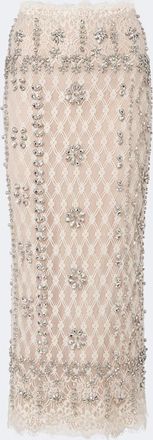 Costarellos Dena embellished lace pencil skirt