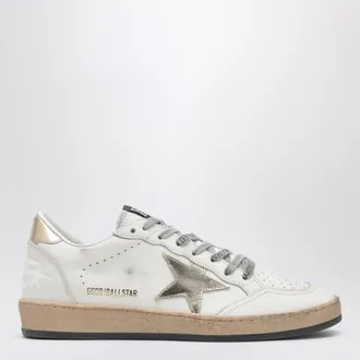 Golden Goose Sneakers Ball Star bianco latte/oro effetto vintage