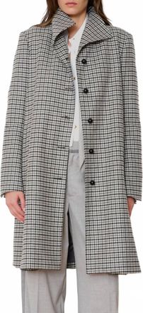 WE-AR4 Gatsby Funnel Neck Collar Coat In Grey Check