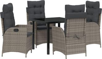 vidaXL Garden Dining Set 5 pcs Grey Poly Rattan Vidaxl