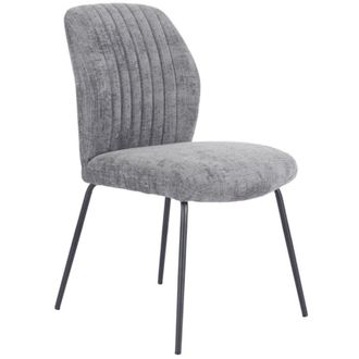 Home Heavenly Home Heavenly Pack 2 sillas comedor NALON, tapizadas con respaldo a rayas y patas negras, diseño moderno, 61x47x89 cm. Color: Gris Oscuro