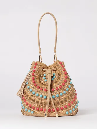 La Carrie Andromeda Raffia Bag with Stones and Studs