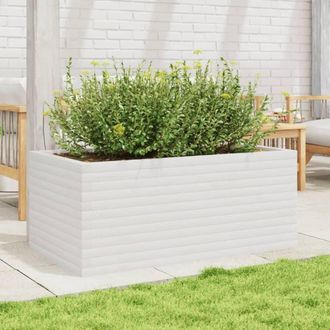 Berkfield Home Decorative Garden Planter White 110x60x45.5 cm Solid Wood Pine