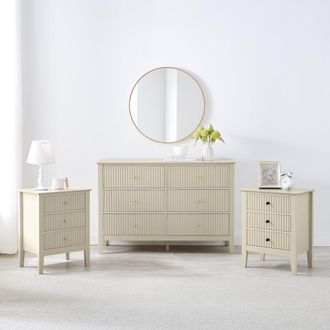 Melody Maison Large Chest Of Drawers & Pair Of Bedside Tables - Hales Taupe Range in Beige