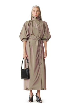 Lanvin Flowing Taffeta Trench Coat in Taupe at Nordstrom, Size 38