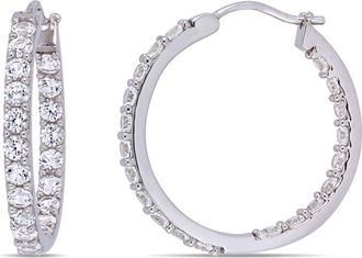 Mimi & Max 3 1/2ct TGW Created White Sapphire Inside Outside Hoop Earrings in Sterling Silver