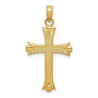 Diamond2Deal 14k Yellow Gold Fleur De Lis Cross Pendant