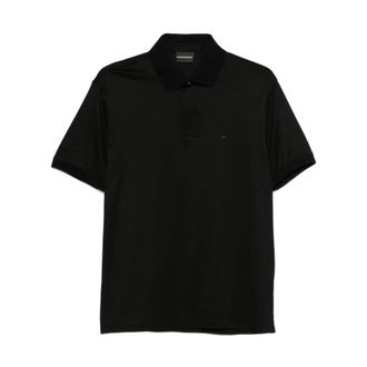Emporio Armani Lyocell Katoen Polo Shirt - Heren - Polos - Zwart - L - Katoen - Tops