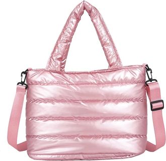Generic Women Winter Handbags Mobile Space Glossy Female Down Bags Cotton-padded Jacket Shoulder Handbag Cheap Items 2025 Christmas(PINK)