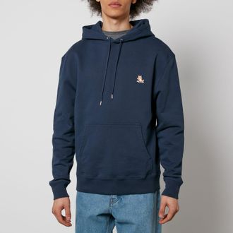 Maison Kitsun&eacute; Mens Kitsune Chillax Patch Regular Hoodie in Blue Cotton - Size Medium