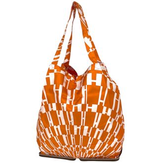 Herm&egrave;s Brown Orange Leather Silk Eco-Bag Tote Bag (Pre-Owned)