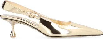 Jimmy Choo London Womens Slingback Pumps Amel Gold Cow Hide