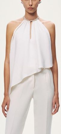 Nocturne Embellished Halter Blouse in White at Nordstrom, Size Medium