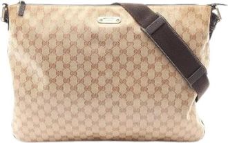 Gucci Pre-owned GG Crystal PVC Coated Canvas Leather Shoulder Bag - Dames - Vintage Schoudertas - Beige - ONE Size - Leer - Vintage