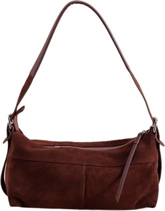Generic Compatible For Women Armpit Shoulder Bag Thick Nubuck Leather Female Crossbody(Coffee)